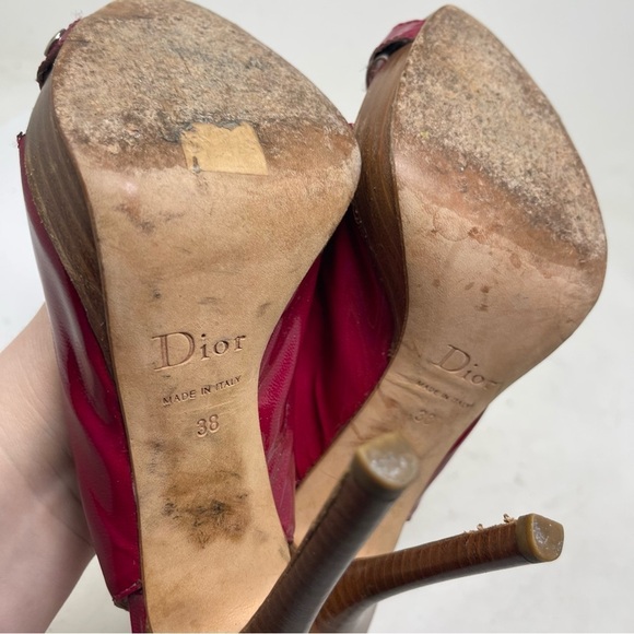 Dior Pink Patent Extreme Slingback Sandals sz 38 - Picture 8 of 10